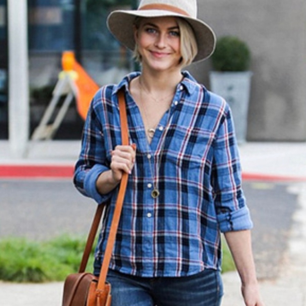 Madewell Blue flannel plaid shirt